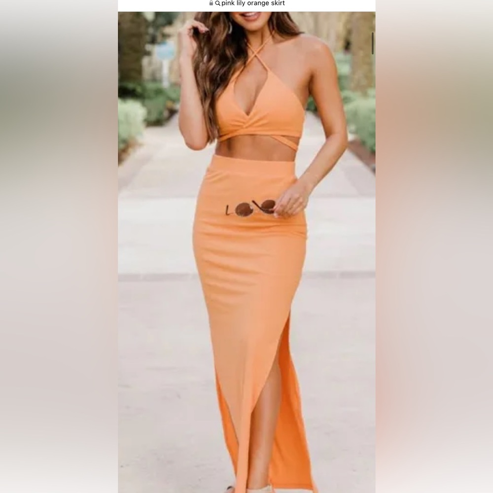 Pink Lily orange two piece